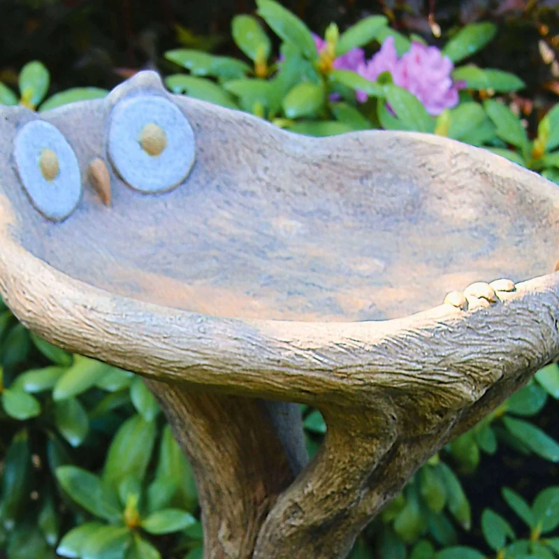 Owl Concrete Bird Bath - Massarellis #9754