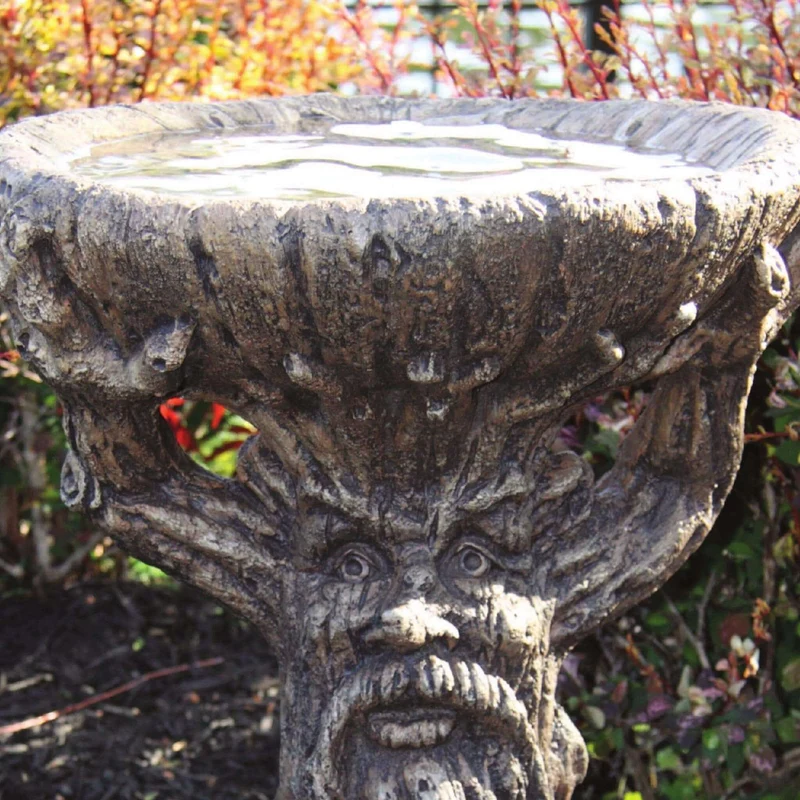 "Old Sap" Tree Trunk 1-Piece Concrete Bird Bath - Massarellis #9741