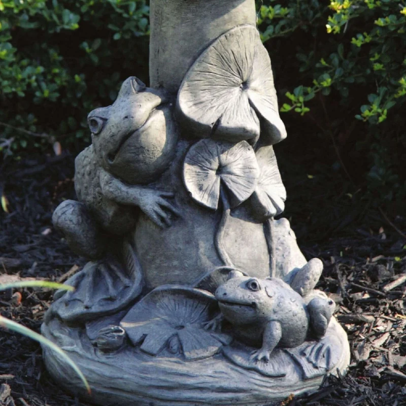 Frogs and Lilies Concrete Bird Bath - Massarellis #9750