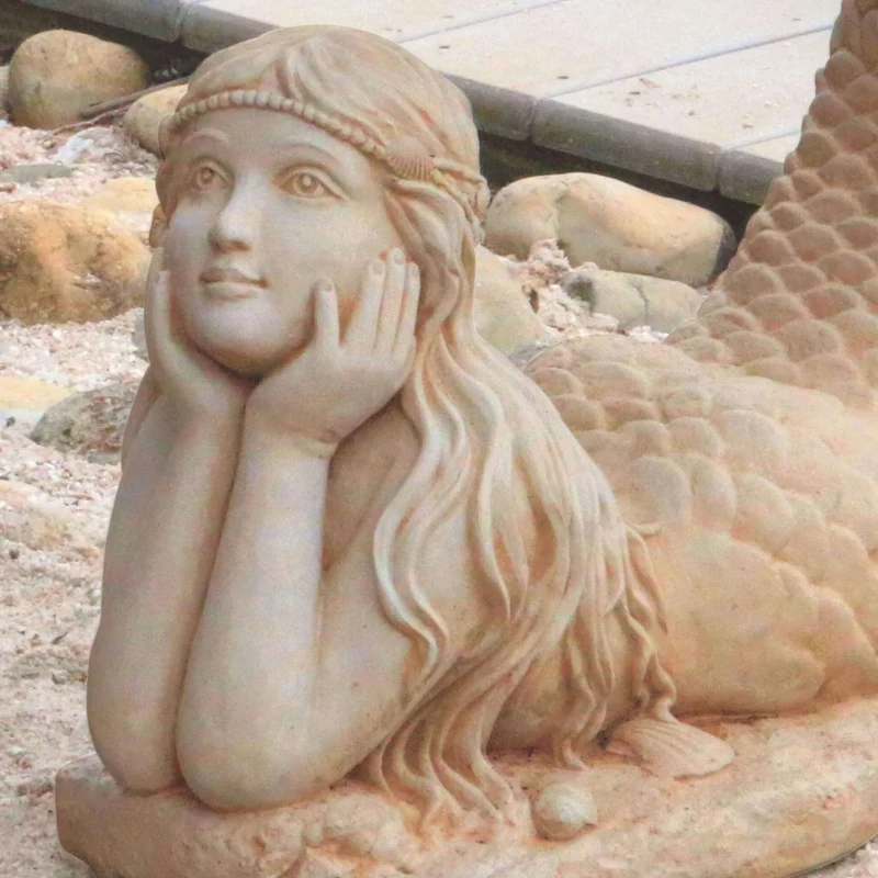 Mermaid Sculpted Concrete Bird Bath - Massarellis #9749