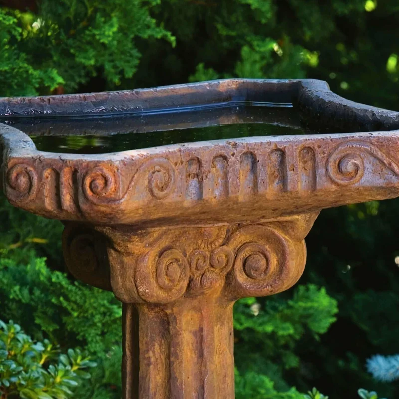 Fluted 1-Piece Concrete Bird Bath - Massarellis #9730