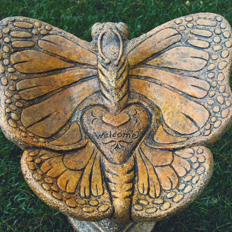 Butterfly Concrete Bird Bath - Massarellis #9743