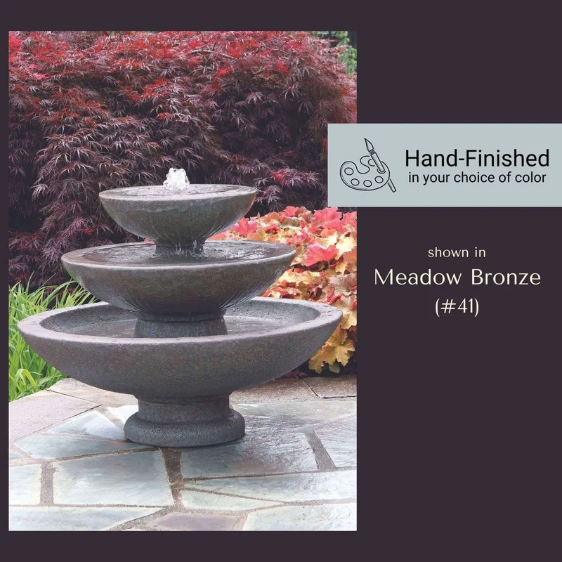 Tranquility 3-Tier Concrete Fountain - Massarellis #3521