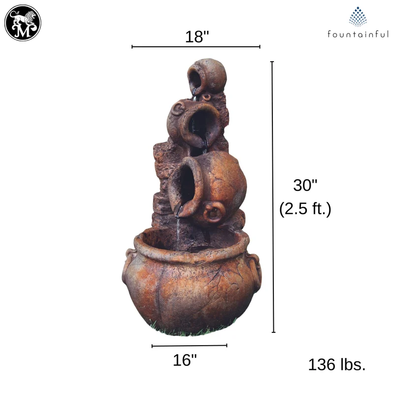 Spilling Urn Concrete Fountain - Massarellis #3759