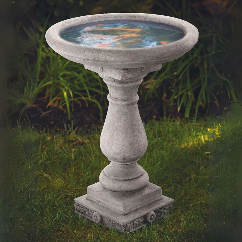 Regal Embossed Tall Concrete Bird Bath - Massarellis #9725