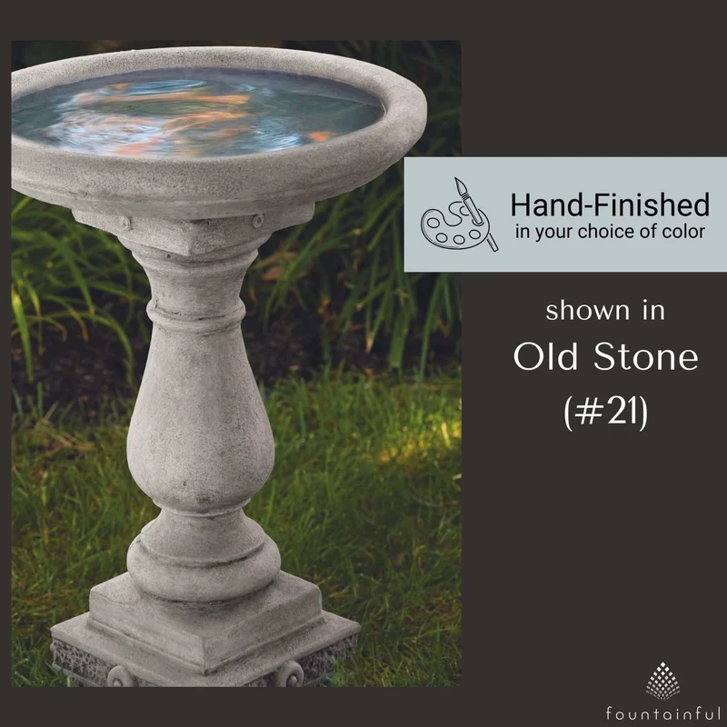 Regal Embossed Tall Concrete Bird Bath - Massarellis #9725