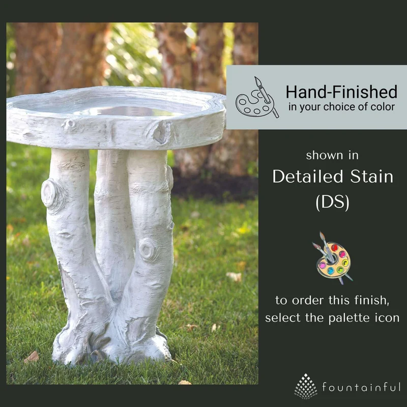 Birchwood Concrete Bird Bath - Massarellis #9266