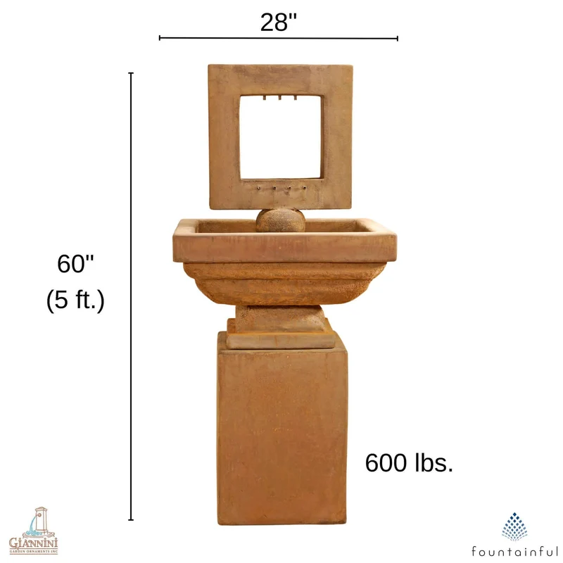 Contempo Square Concrete Fountain - Giannini #1628