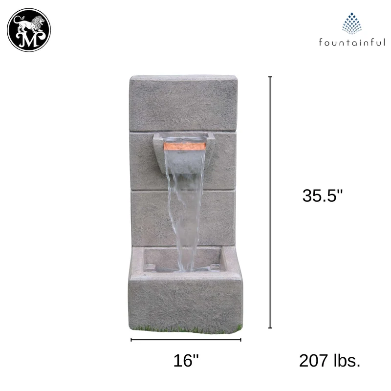 Anaconda Concrete Block Fountain w/ Lights - Massarellis #3529