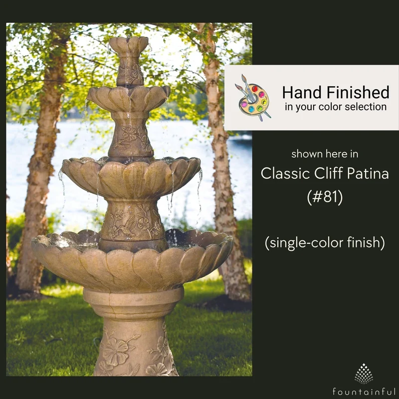 Hummingbird 4-Tier Concrete Fountain - Massarellis #3880