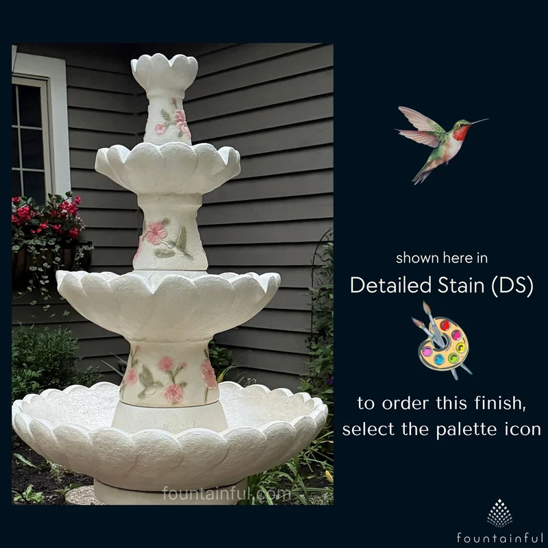 Hummingbird 4-Tier Concrete Fountain - Massarellis #3880