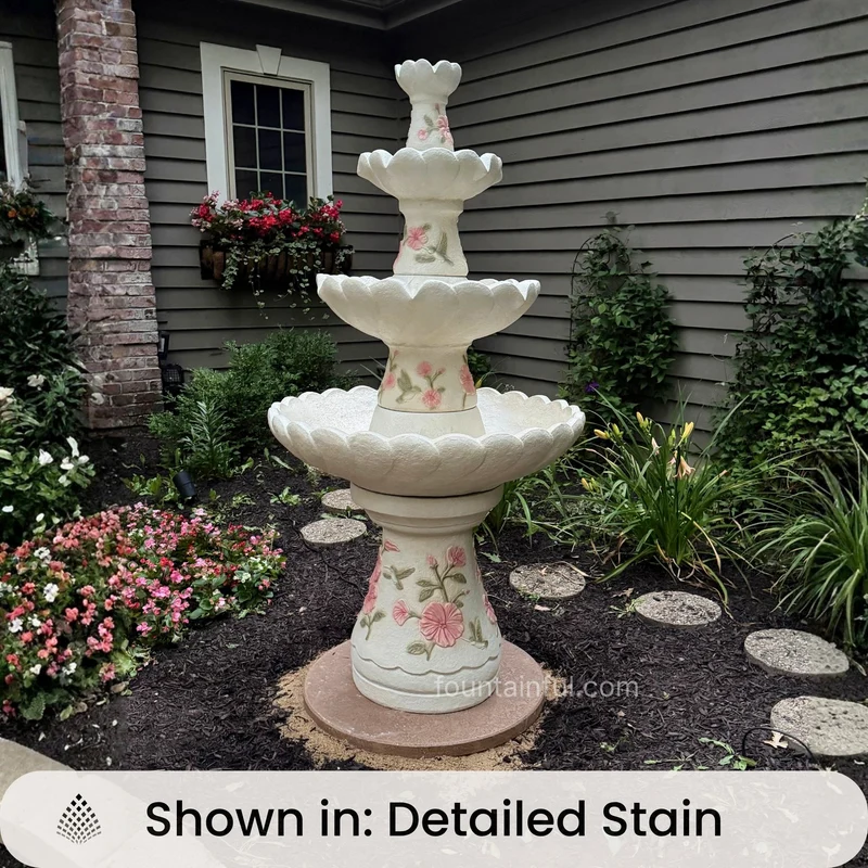 Hummingbird 4-Tier Concrete Fountain - Massarellis #3880