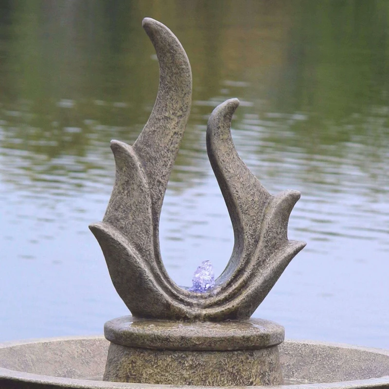Garden Petal Point Concrete Fountain w/Lights - Massarellis #3833