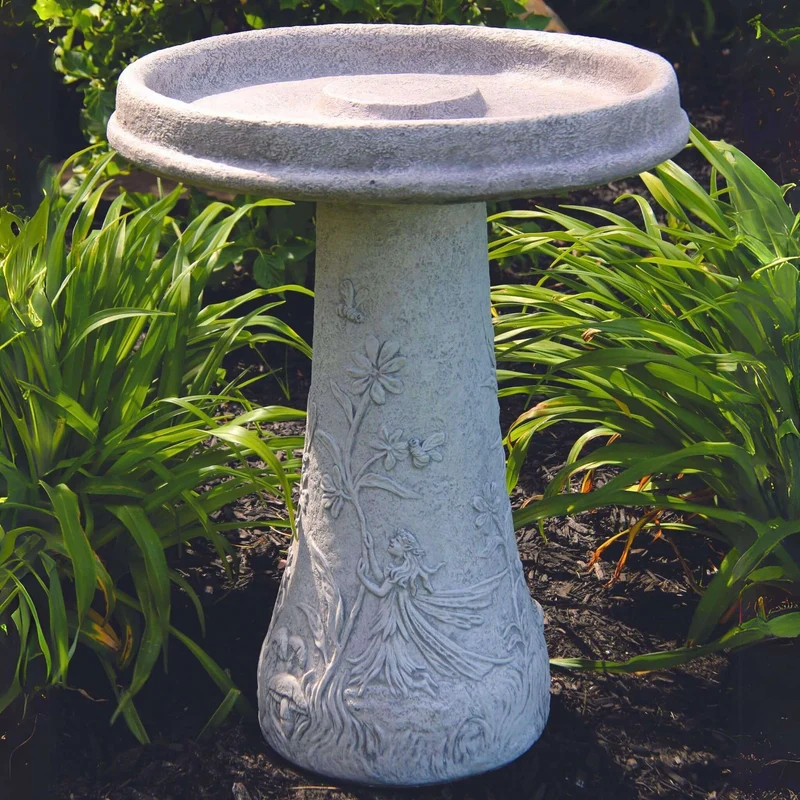 Fairy 2-Piece Concrete Bird Bath - Massarellis #9746