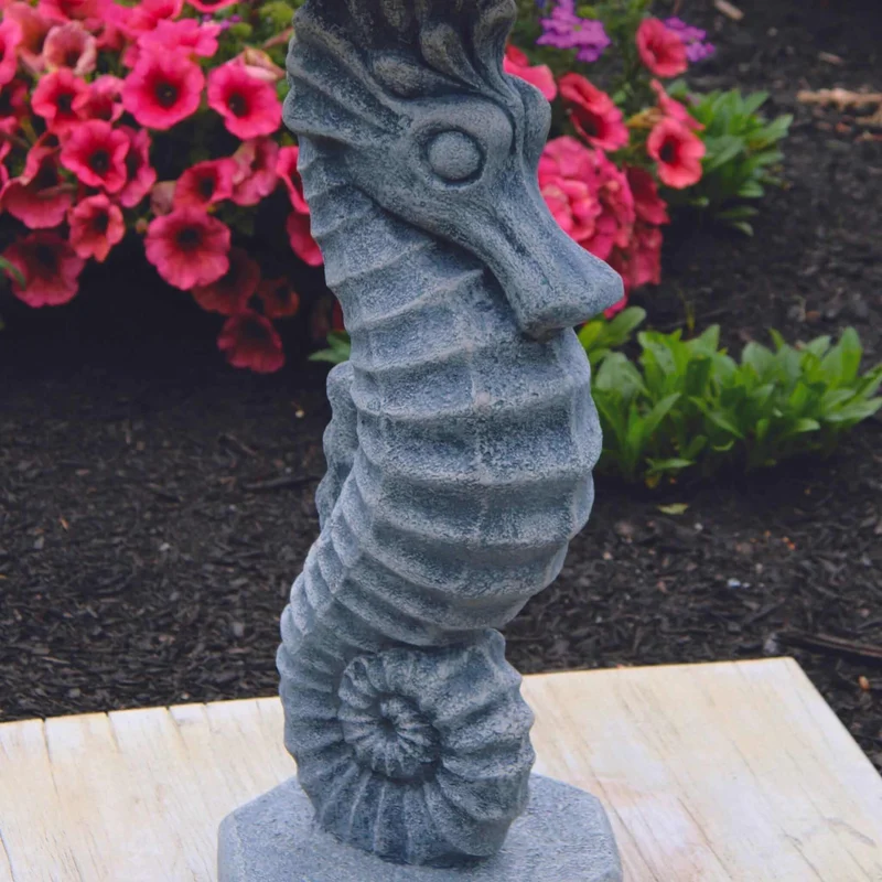 Seahorse Concrete Bird Bath - Massarellis #9759