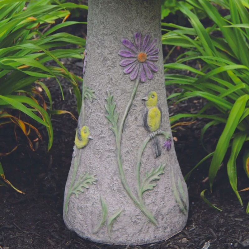 Songbird & Flowers Concrete Bird Bath - Massarellis #9756