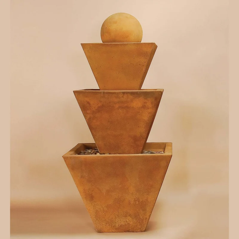 Modern 3-Tier Concrete Fountain with Ball Giannini #1488