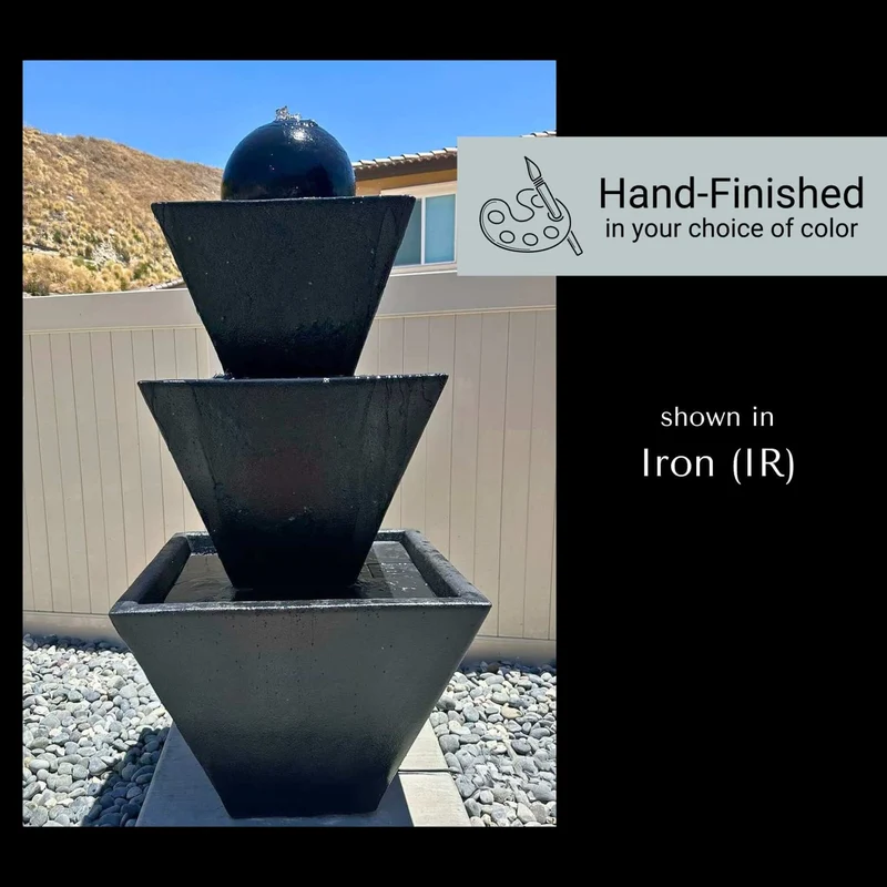 Modern 3-Tier Concrete Fountain with Ball Giannini #1488