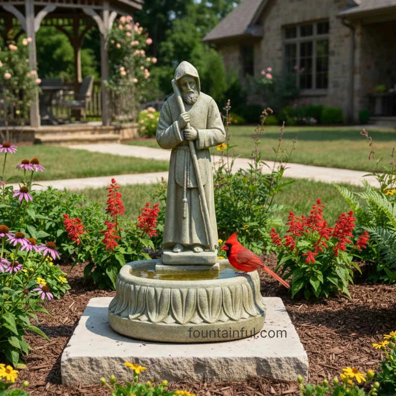 St. Francis Concrete Birdbath & Pet Waterer - Giannini #423