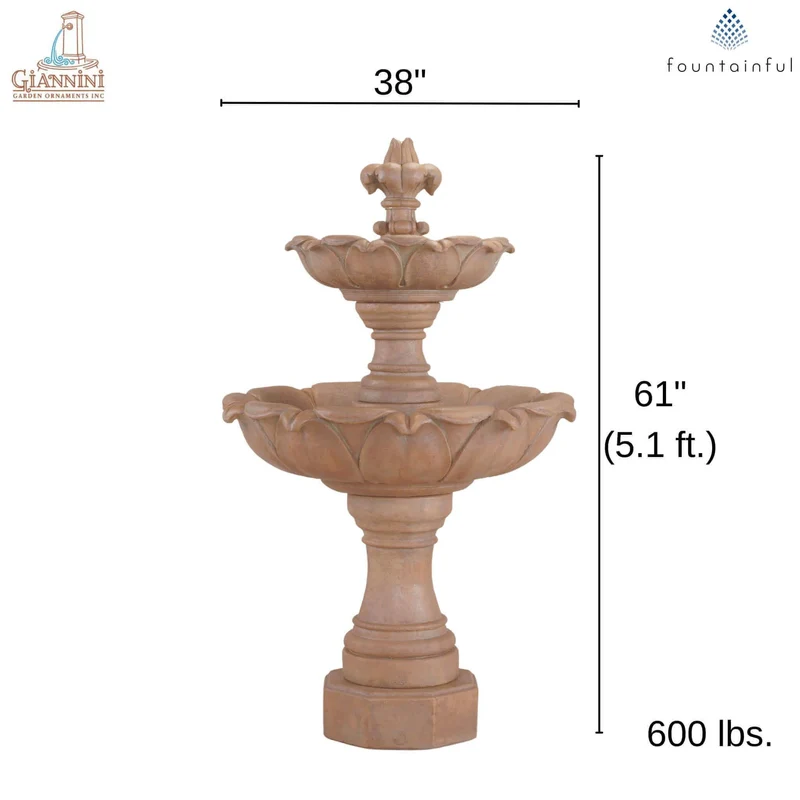 Gardenia 2-Tier Concrete Fountain - Giannini #1214