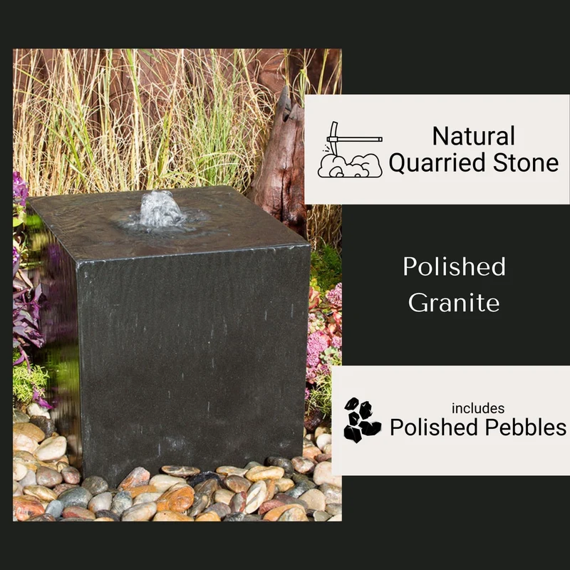 Granite Cube "Heiho" Fountain - Complete Kit - Blue Thumb