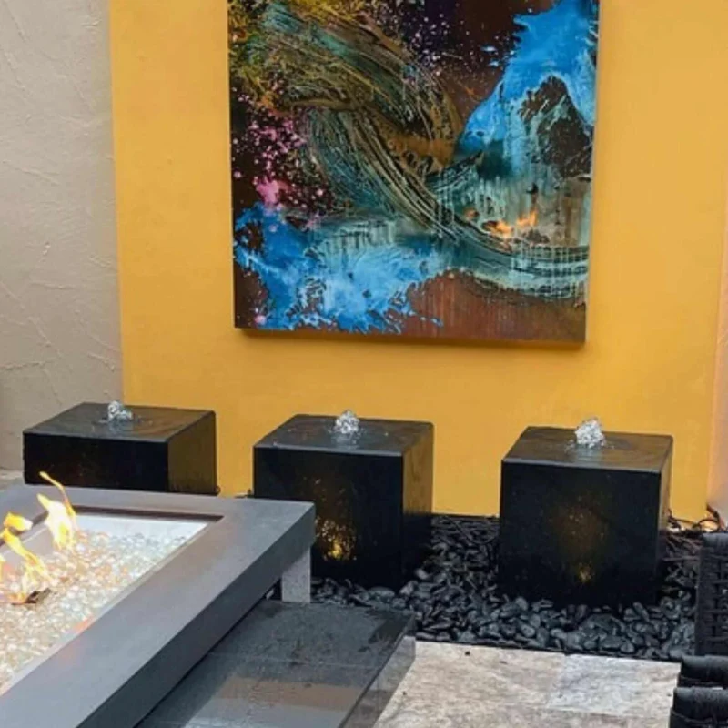 Granite Cube "Heiho" Fountain - Complete Kit - Blue Thumb