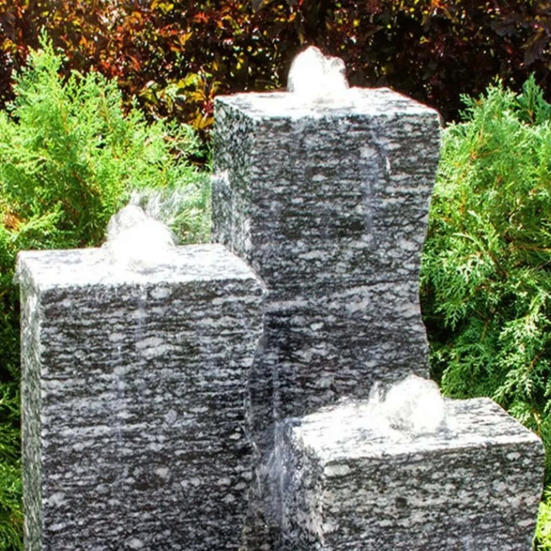 Rough Speckled Granite 3-Column Fountain - Complete Kit - Blue Thumb