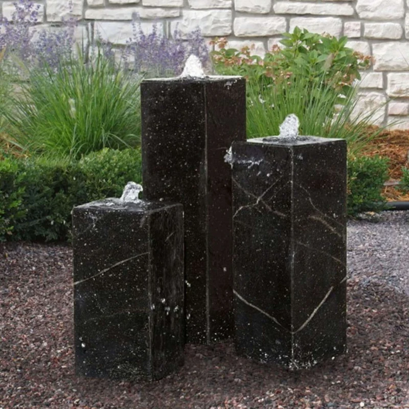 Black Granite Towers 3-Column Fountain - Complete Kit - Blue Thumb