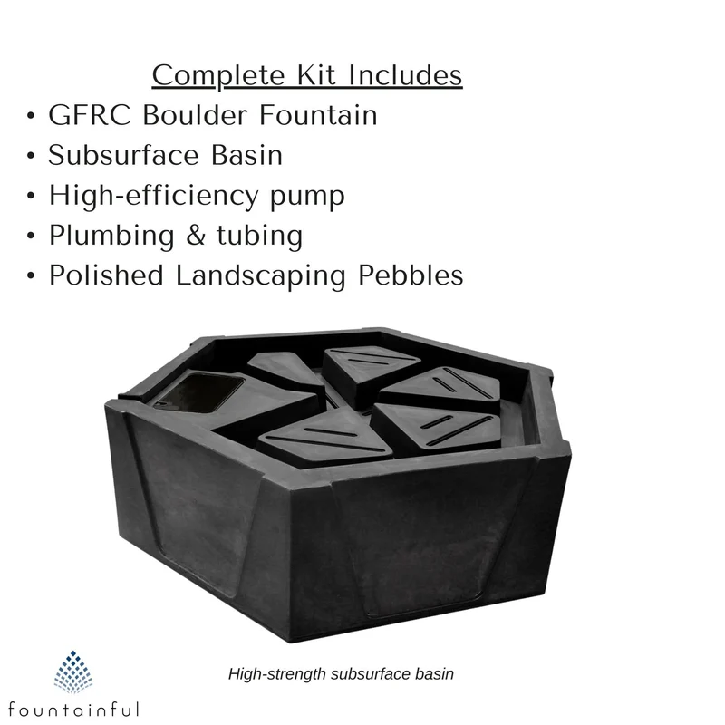 Fire & Water GFRC Boulder Fountain - Complete Kit - Blue Thumb