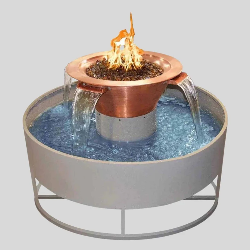 Olympian 4-Way Spill Round Fire & Water Fountain - Outdoor Plus