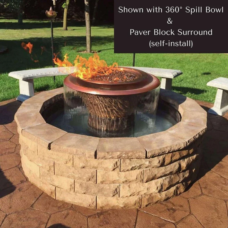 Olympian 4-Way Spill Round Fire & Water Fountain - Outdoor Plus