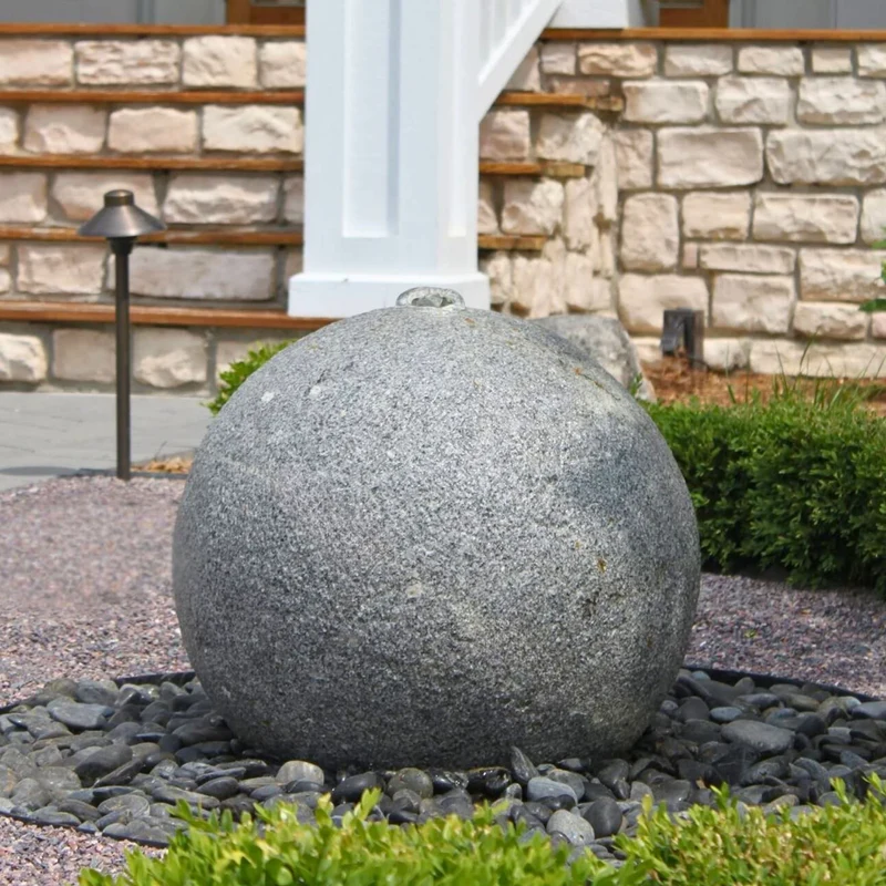 Hammered Granite Sphere Fountain - Blue Thumb