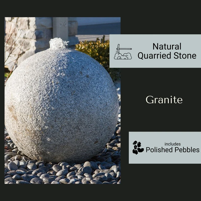 Hammered Granite Sphere Fountain - Blue Thumb