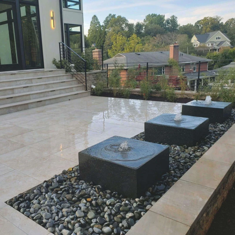 Granite Cuboid "Heiho" Fountain - Complete Kit - Blue Thumb
