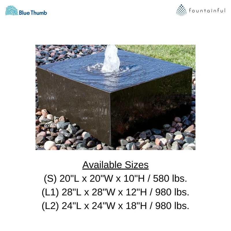 Granite Cuboid "Heiho" Fountain - Complete Kit - Blue Thumb