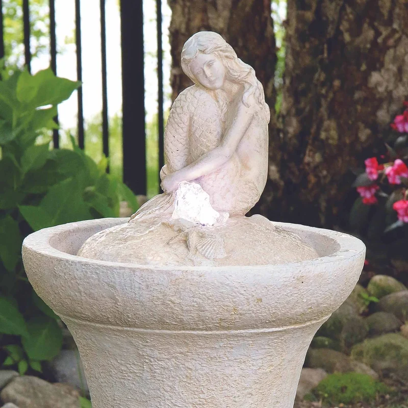Mermaid Concrete Fountainette w/Lights - Massarellis #3942