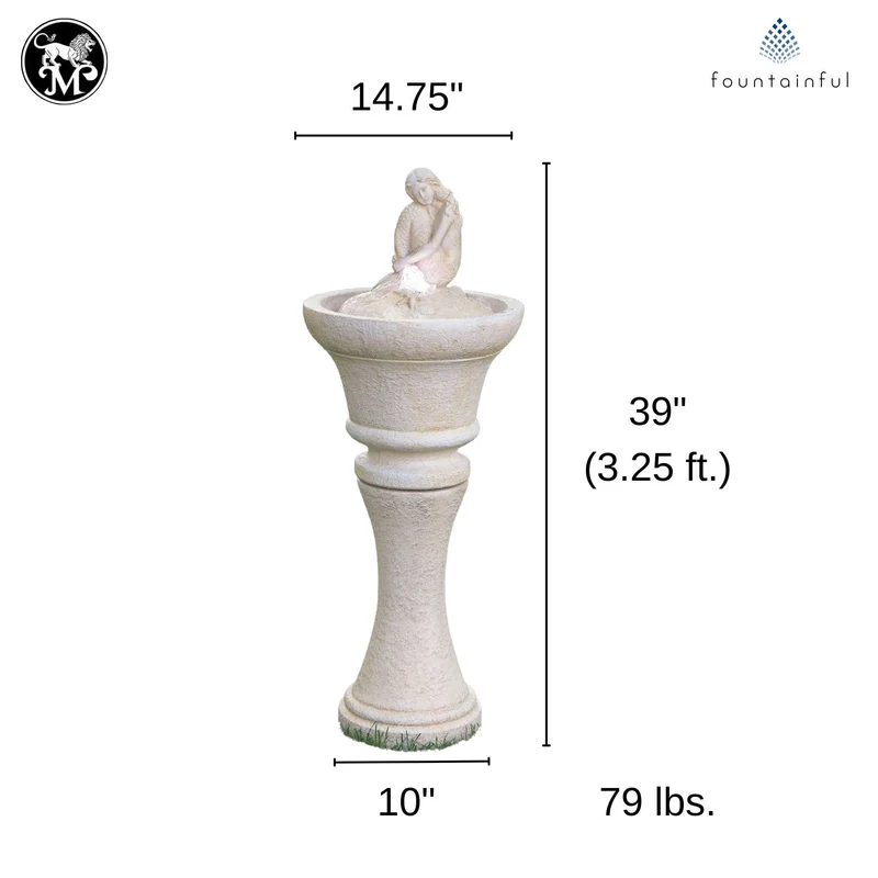 Mermaid Concrete Fountainette w/Lights - Massarellis #3942
