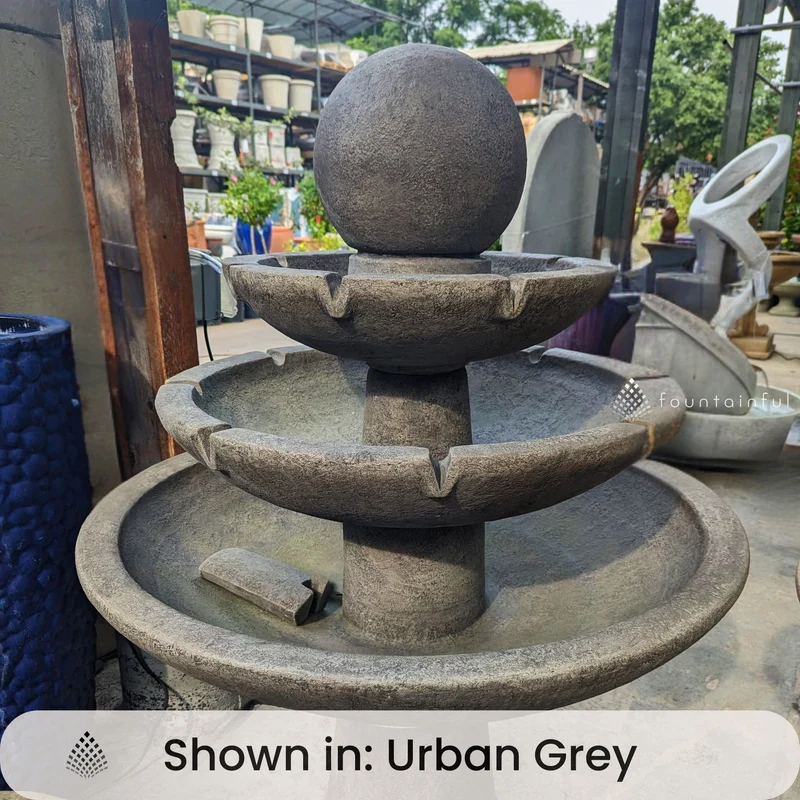 Tranquility Sphere 3-Tier Concrete Fountain - Massarellis #3696