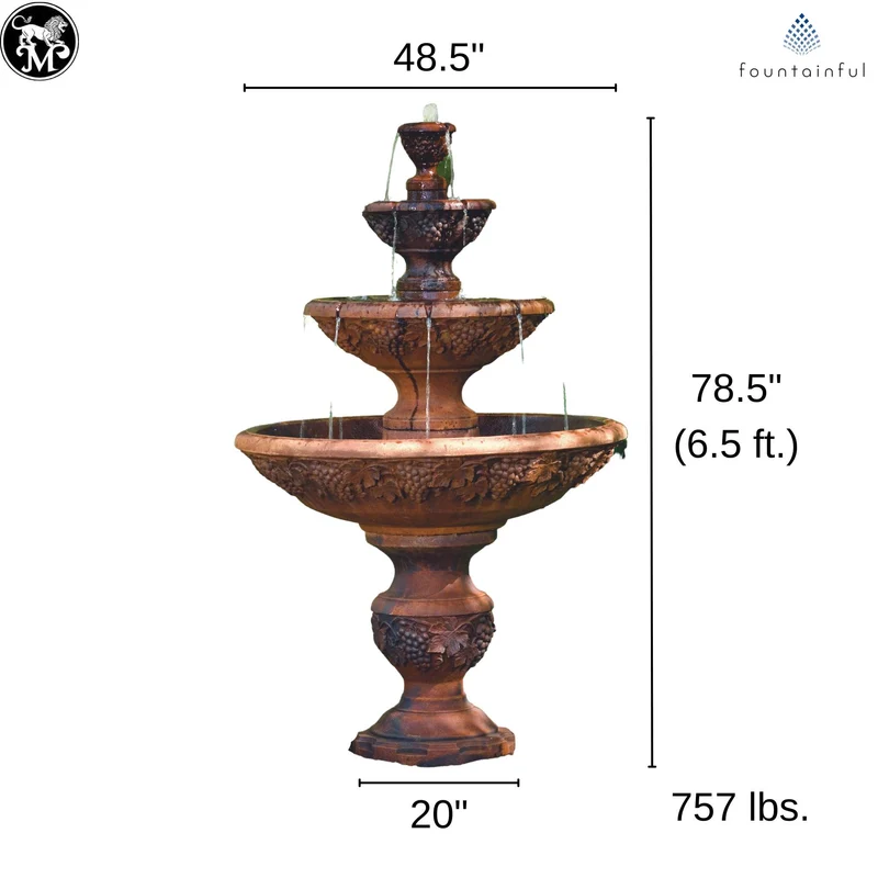 Sonoma 4-Tier Concrete Fountain - Massarellis #3537