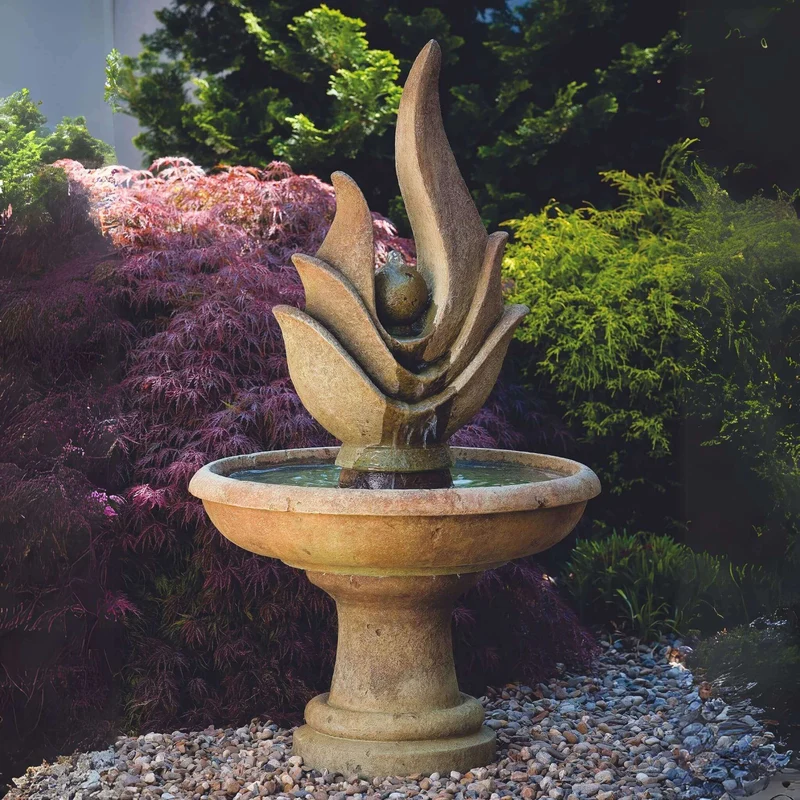 Petal Point Concrete Bubbler Fountain - Massarellis #3629