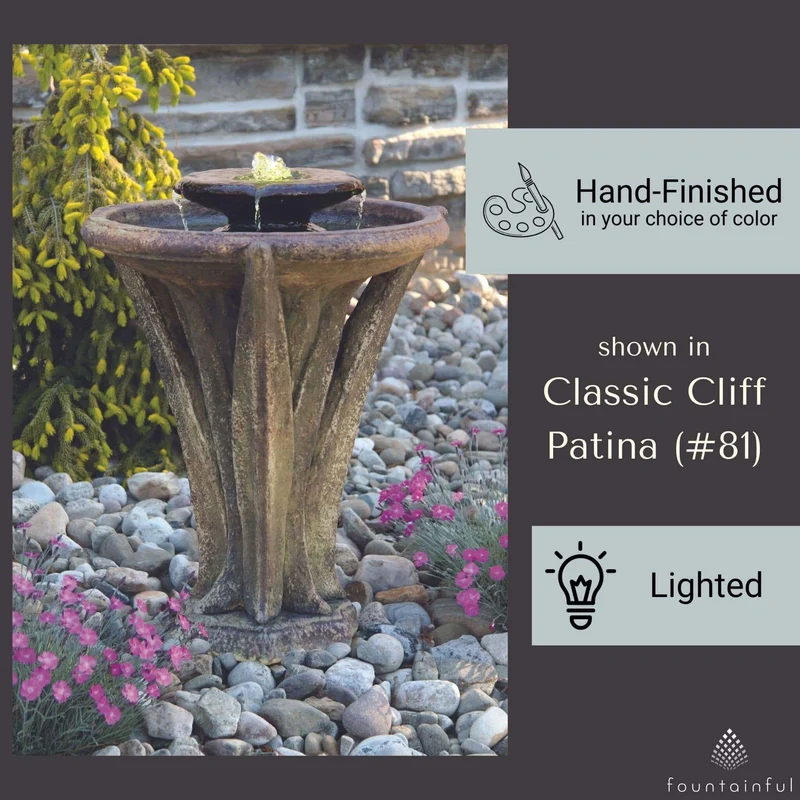 Meadows Glow Concrete Fountain w/Lights - Massarellis #3501