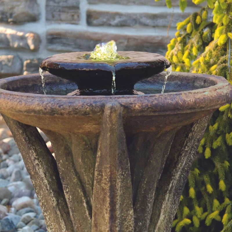 Meadows Glow Concrete Fountain w/Lights - Massarellis #3501