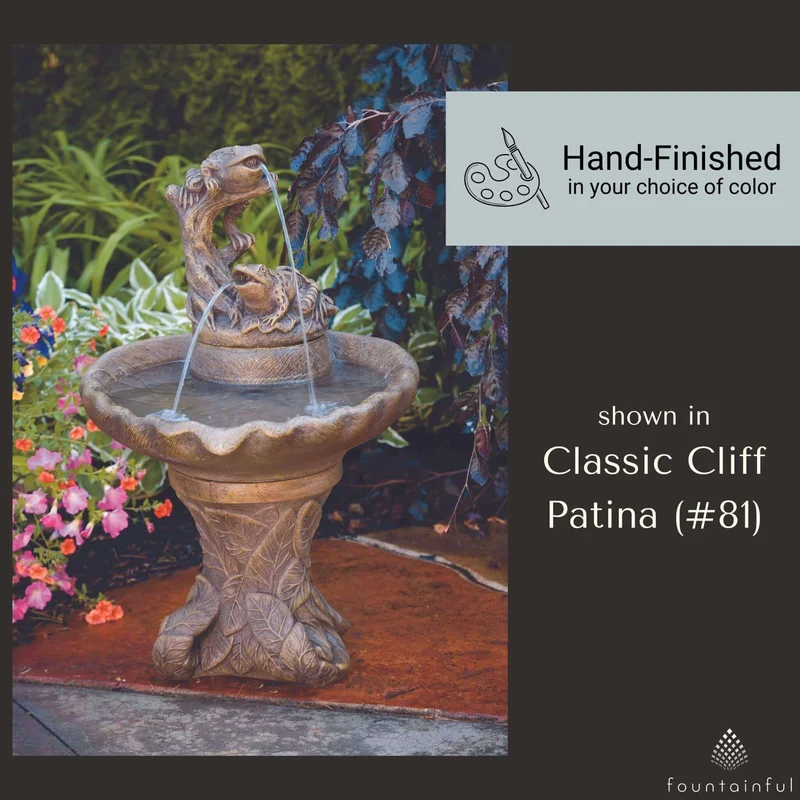 Leaf & Frog Spitter Style Concrete Fountain - Massarellis #3390