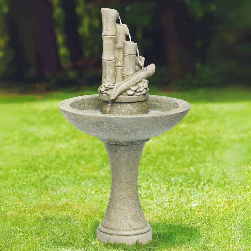 Bamboo Spill Style Concrete Fountain - Massarellis #3809