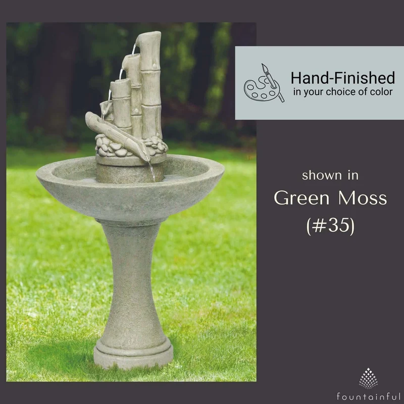 Bamboo Spill Style Concrete Fountain - Massarellis #3809