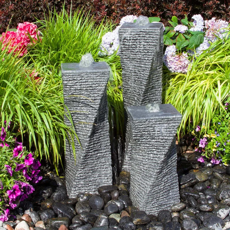 Chiseled Granite 3-Piece Twist Fountain - Complete Kit - Blue Thumb