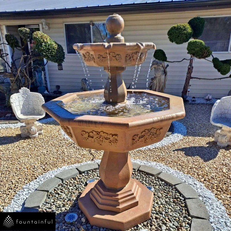 Uva 2-Tier Concrete Fountain w/Step - Giannini #1132