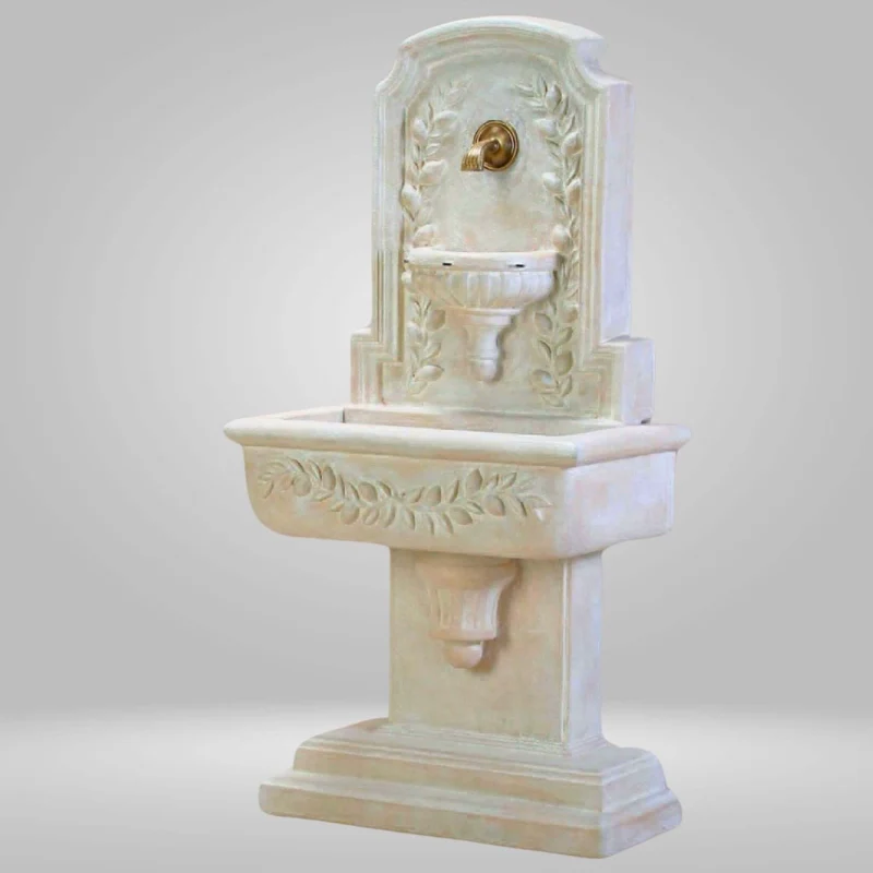 Sorrentine Concrete Wall Fountain w/ Bronze Spout - Giannini #1190