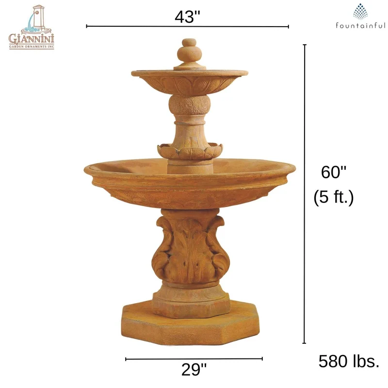 Chelsea Garden 2-Tier Concrete Fountain w/Step - Giannini #1558