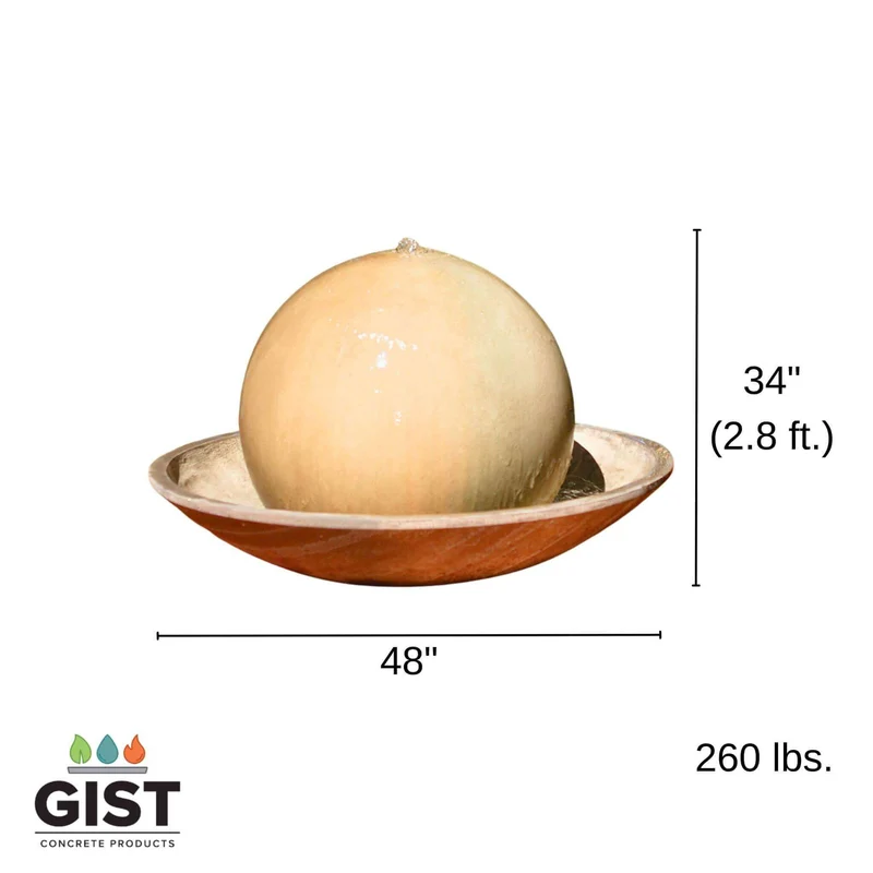 Ball and Wok Concrete Fountain - GIST Fountains